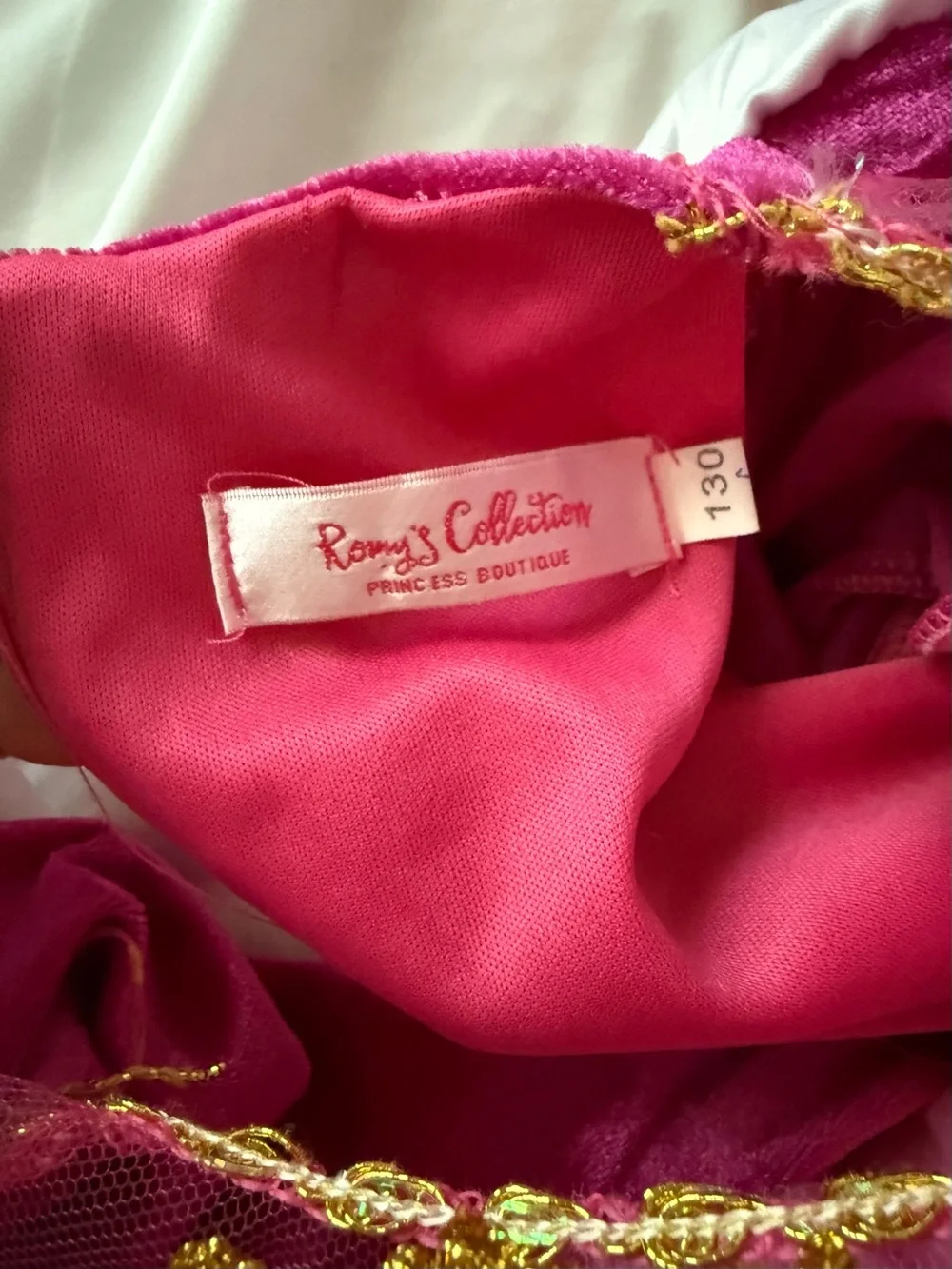 Girls' Pink Princess Party Dress with Gold Trim